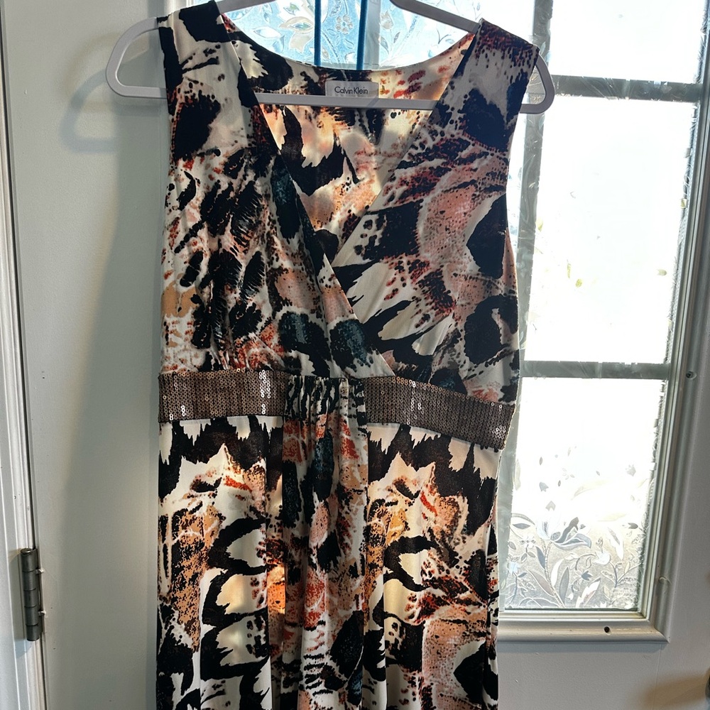 Calvin Klein Abstract Print Maxi Dress